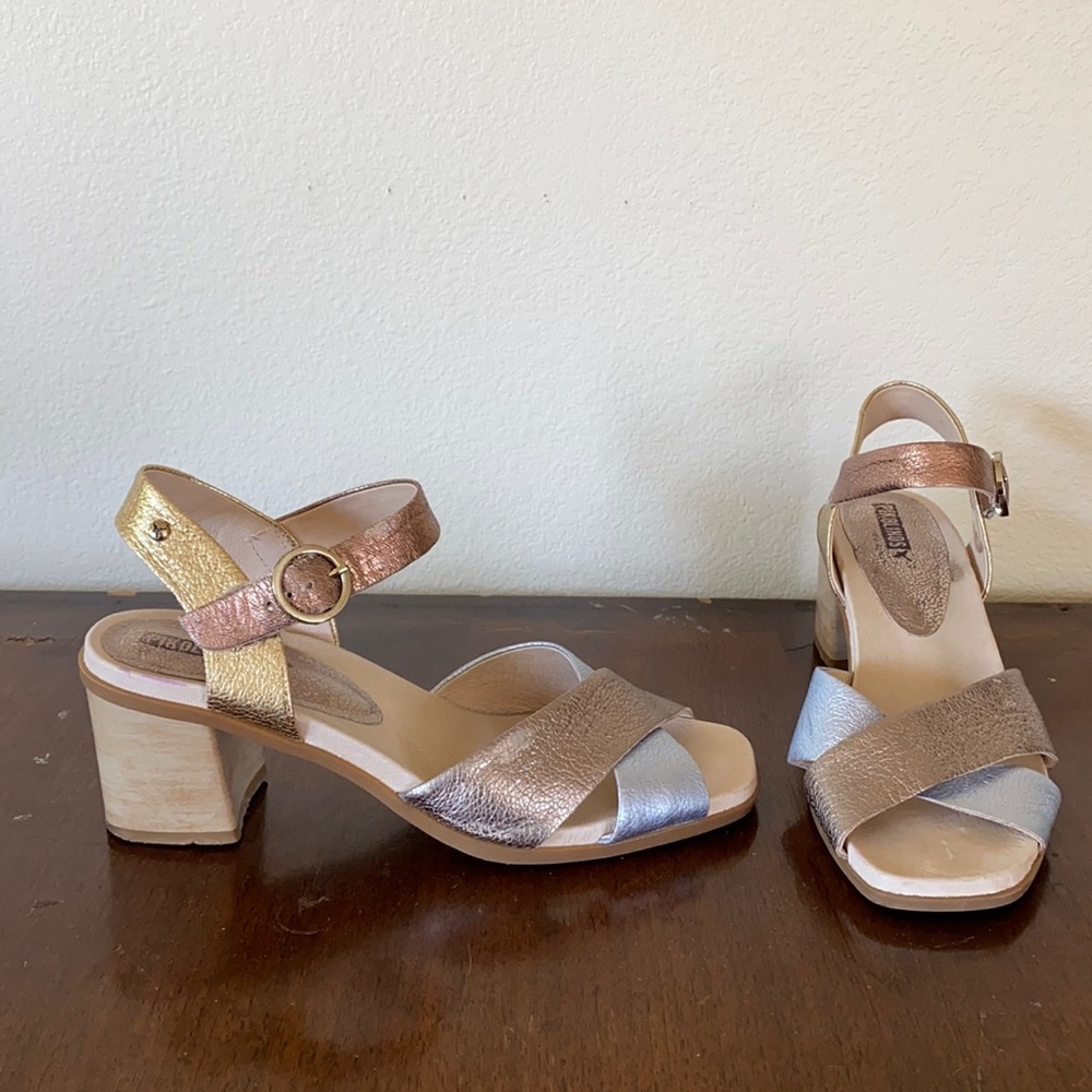 Pikolinos Metallic Block Heels Size 40